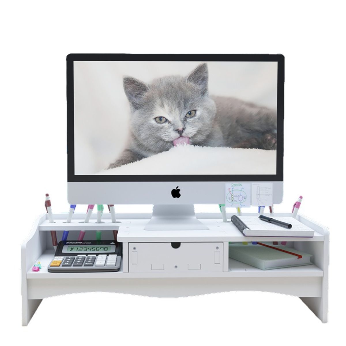 CRUSEC - Soporte De Computadora 2 Niveles con Cajón Organizador