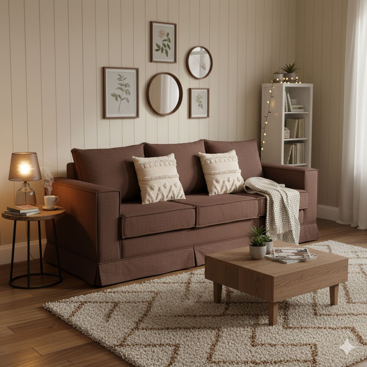 MUNDO LIVING - Sofa 3 cuerpos Pompeya Cafe con sistema de Resortes Pocket