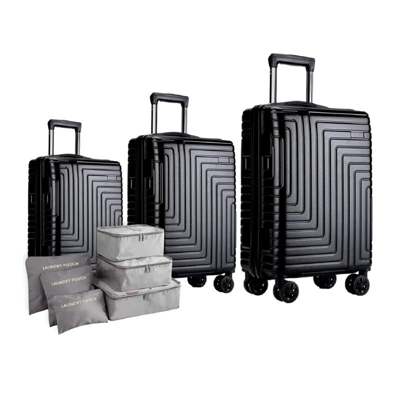 LUMAX - Maletas De Viaje Set De 3 Color Negro Con Organizadores