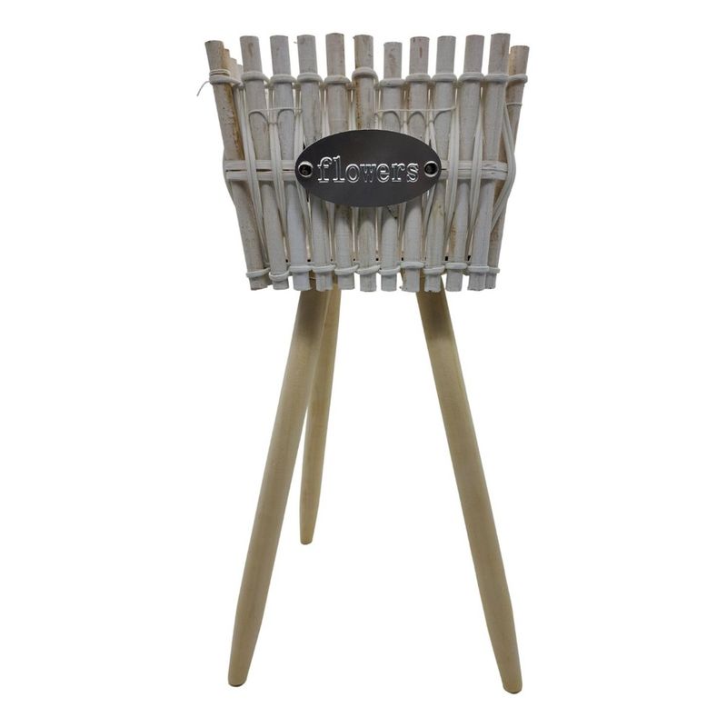 GENERICO - Macetero Pedestal Madera Rustico Porta Macetero Mediano