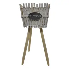 GENERICO - Macetero Pedestal Madera Rustico Porta Macetero Mediano