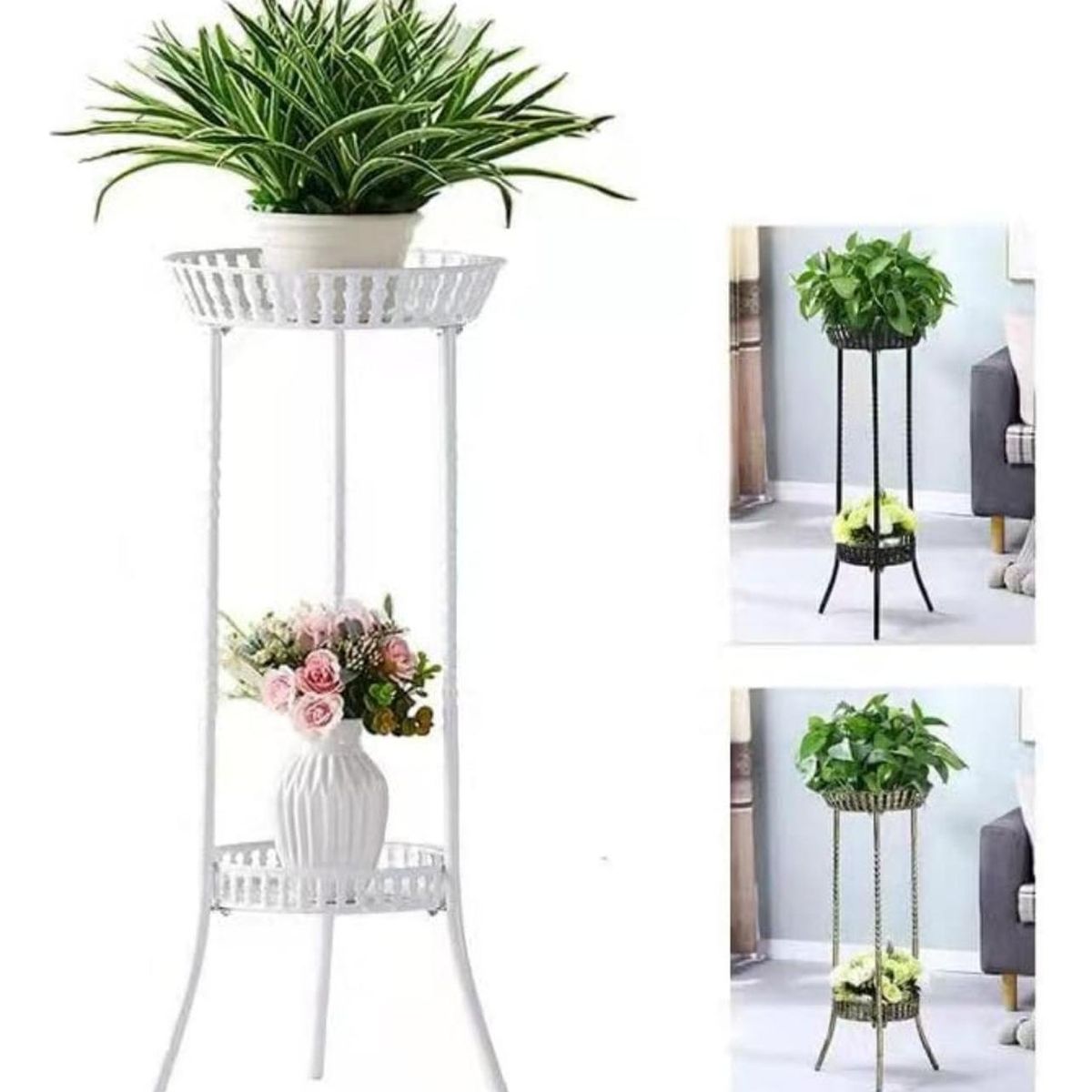 GENERICO - Macetero Maceta Pedestal Para Maceteros 2 Niveles Blanco