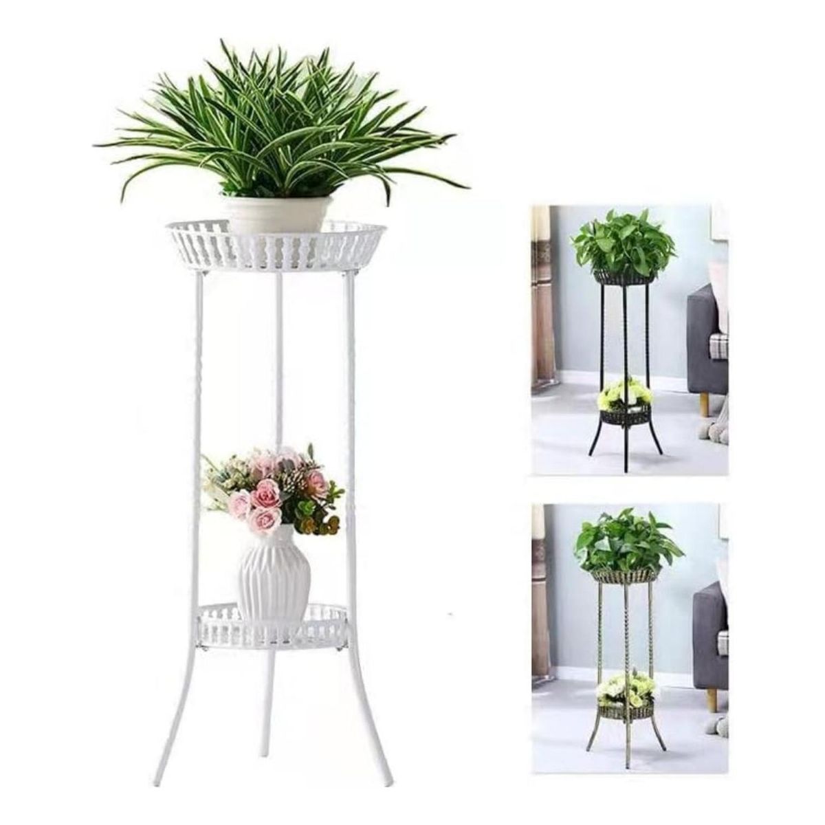 GENERICO - Macetero Maceta Pedestal Para Maceteros 2 Niveles Blanco