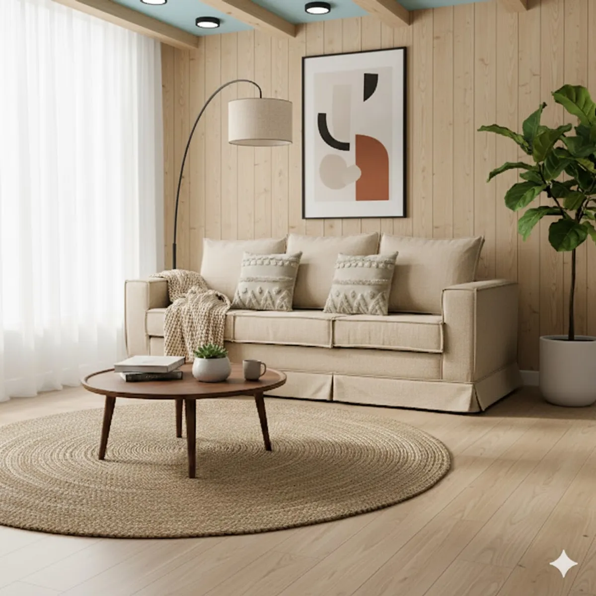 MUNDO LIVING - Sofa 3 cuerpos Pompeya Beige con resortes Pocket para Living