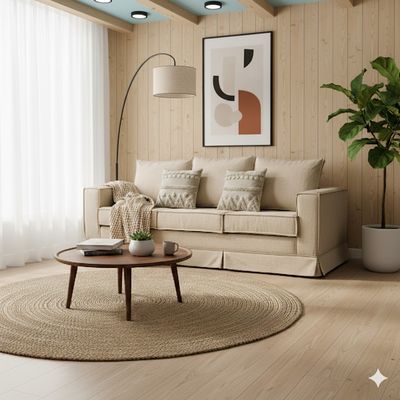 Imagen 2 del producto Sofa 3 cuerpos Pompeya Beige claro con asientos de resortes Pocket