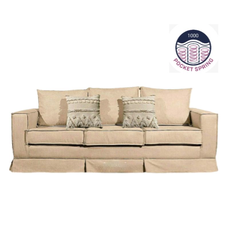 MUNDO LIVING - SOFA 3 CUERPOS, RESORTES POCKET  POMPEYA BEIGE