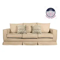 MUNDO LIVING - SOFA 3 CUERPOS, RESORTES POCKET POMPEYA BEIGE