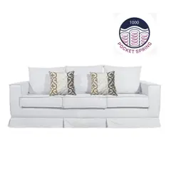 MUNDO LIVING - SOFA 3 CUERPOS, POMPEYA BLANCO HUESO CON RESORTES POCKET