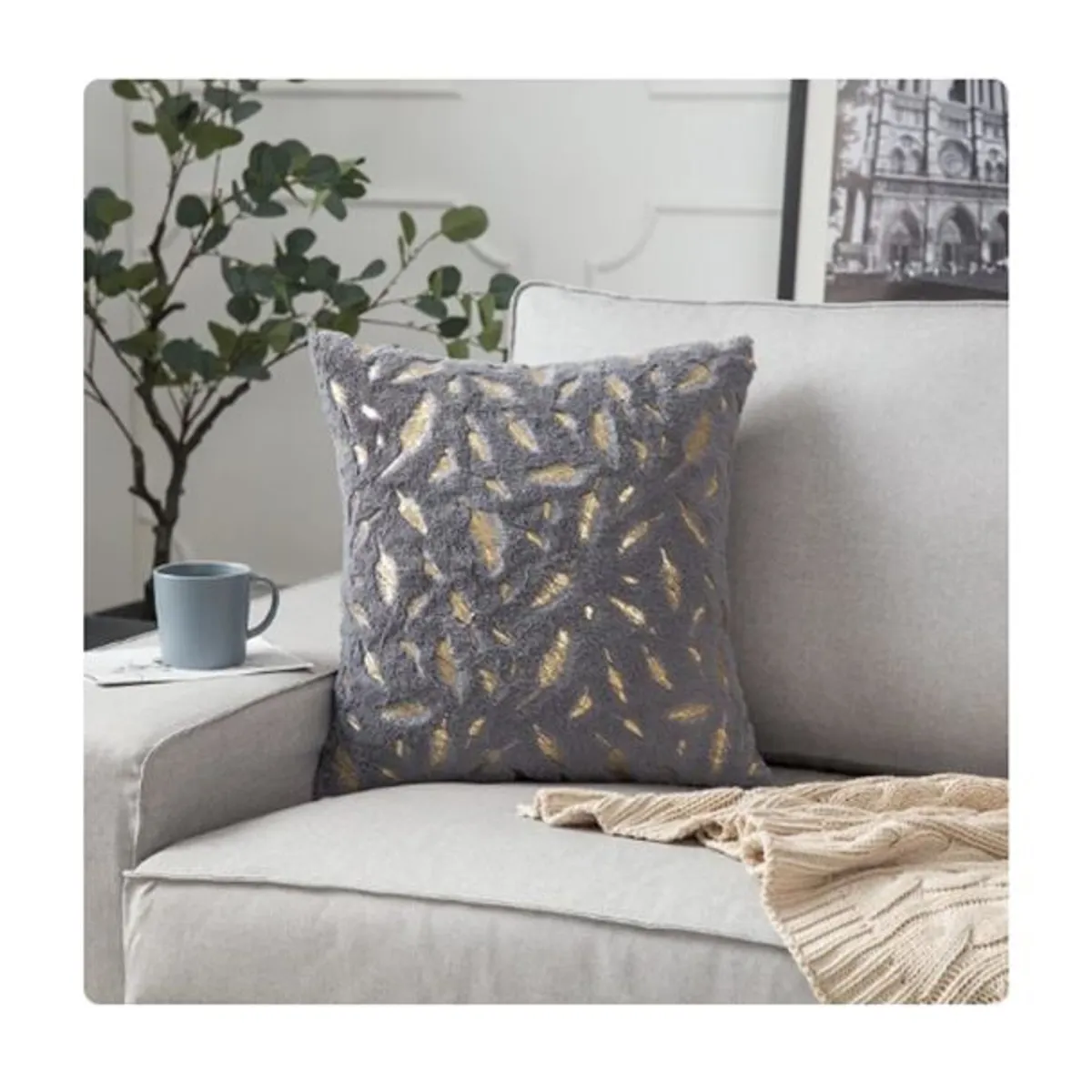 GENERICO - Pack 2 Funda De Cojin Diseño Pluma 40x40