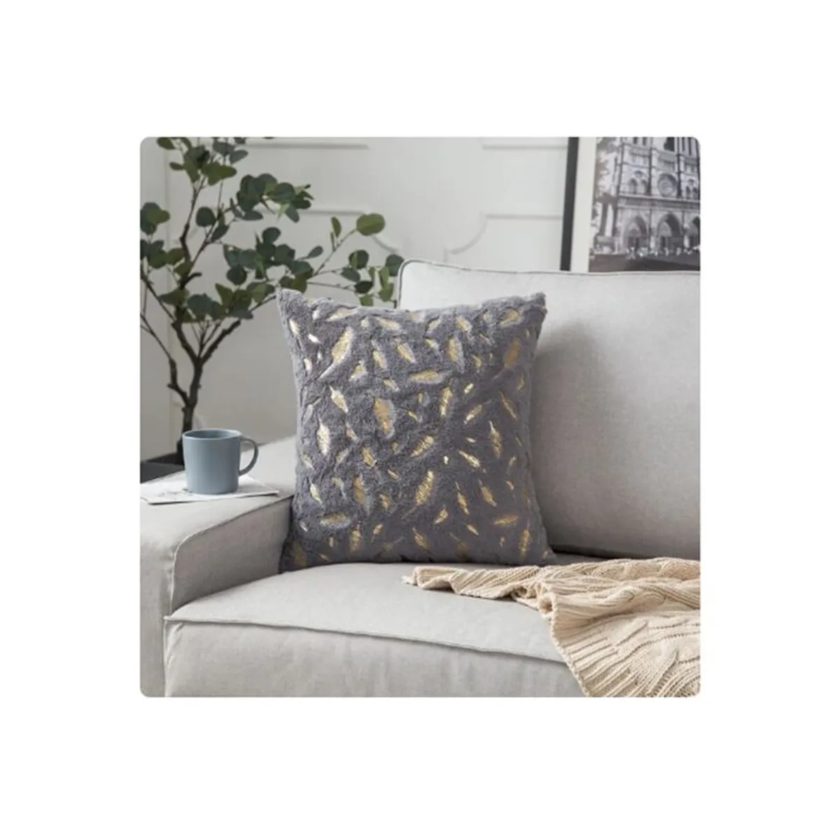 GENERICO - Pack 2 Funda De Cojin Diseño Pluma 40x40