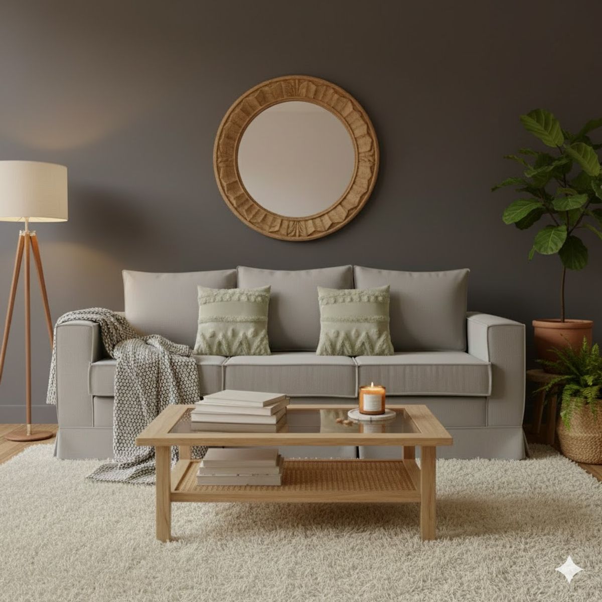 MUNDO LIVING - Sofa 3 cuerpos Pompeya gris claro con asientos de resortes pocket