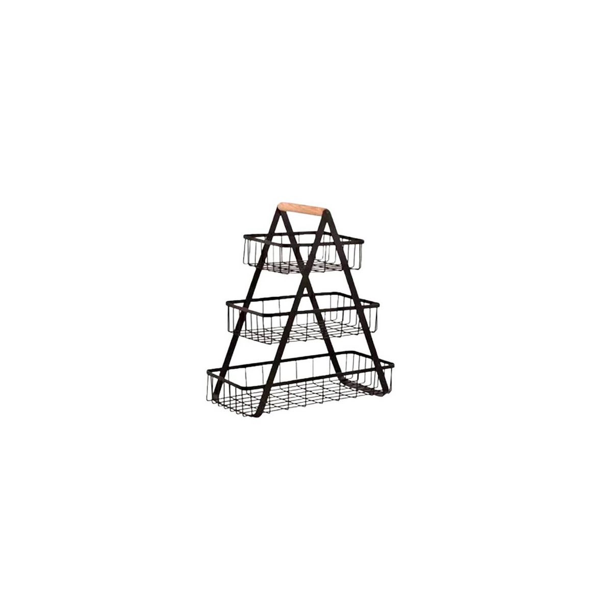 ANGELES DEL HOGAR - CANASTO FRUTERO PANERA PARA MESA 3 NIVELES METALICO