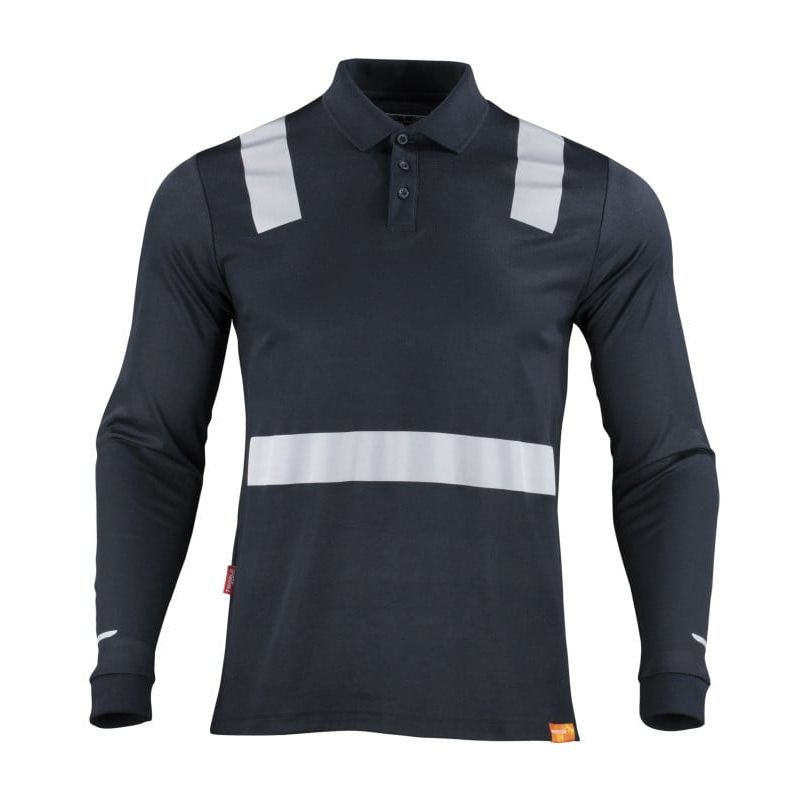 T WORLD - Polera Cuello Camisero Cinta Hibrida Reflectante Manga Larga