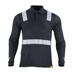 T WORLD - Polera Cuello Camisero Cinta Hibrida Reflectante Manga Larga