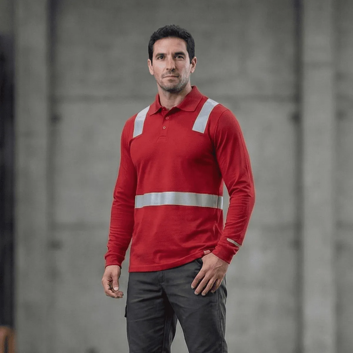 T WORLD - Polera Polo Manga Larga Reflectante Híbrida Cuello Piqué