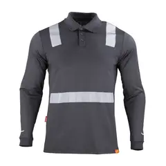 T WORLD - Polera Polo Manga Larga Reflectante Híbrida Cuello Piqué