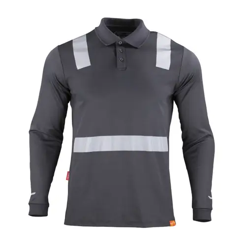 T WORLD - Polera Cuello Camisero Cinta Hibrida Reflectante Manga Larga