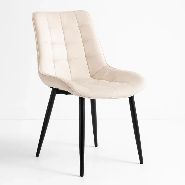 KLIK - Silla de Comedor Macron Acolchada Terciopelo - Beige KLIK