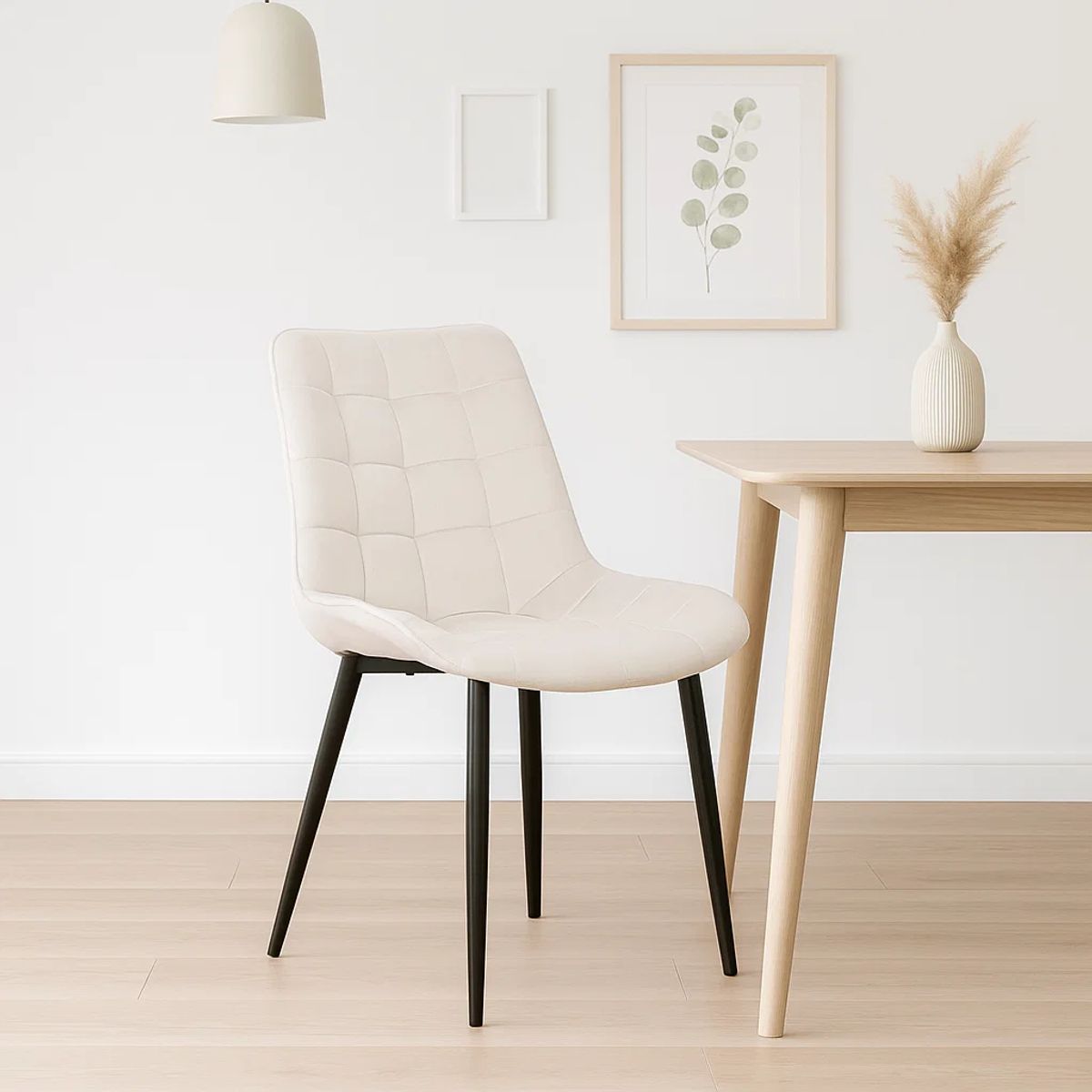 KLIK - Silla de Comedor Macron Acolchada Terciopelo - Beige KLIK