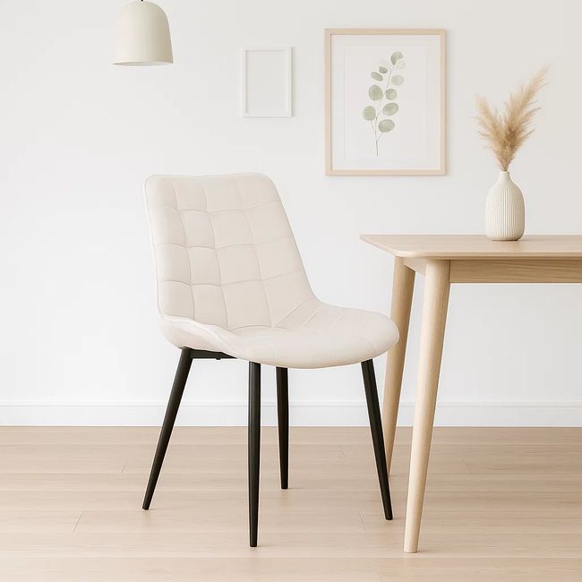 KLIK - Silla de Comedor Macron Acolchada Terciopelo - Beige KLIK