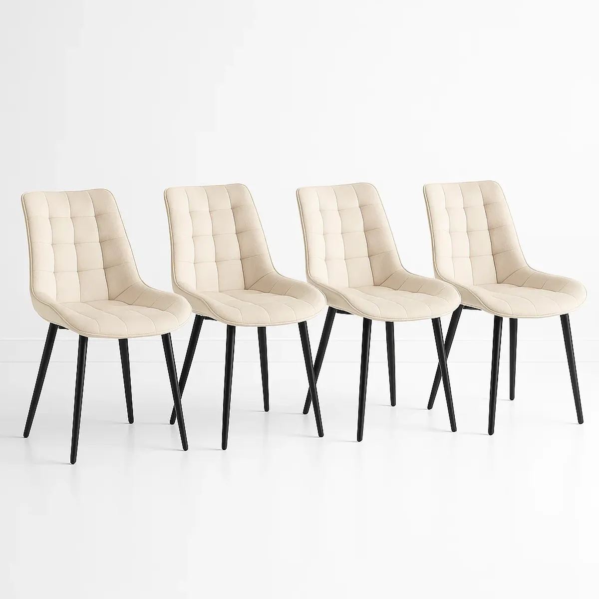 KLIK - Pack de 4 Sillas de Comedor Macron Acolchada Terciopelo - Beige KLIK