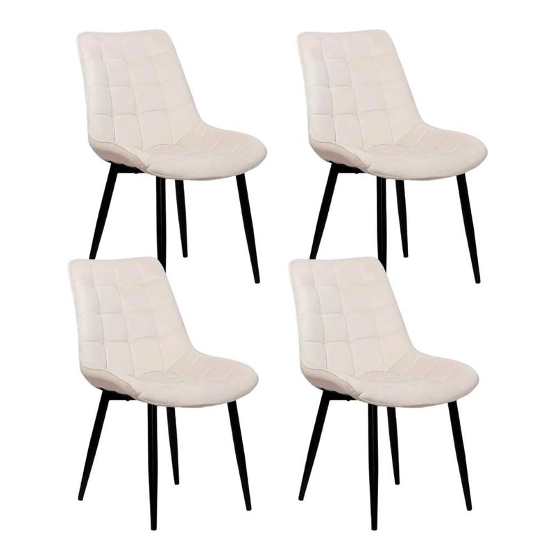 KLIK - Pack de 4 Sillas de Comedor Macron Acolchada Terciopelo - Beige KLIK