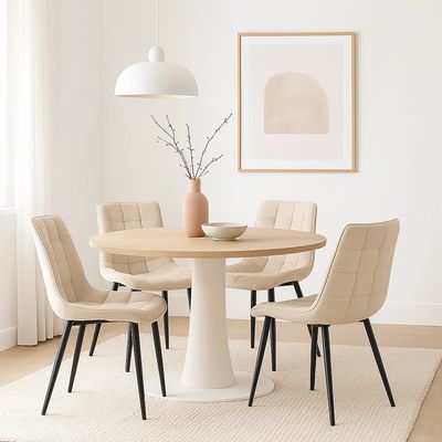 Imagen 2 del producto Pack de 4 Sillas de Comedor Macron Acolchada Terciopelo - Beige