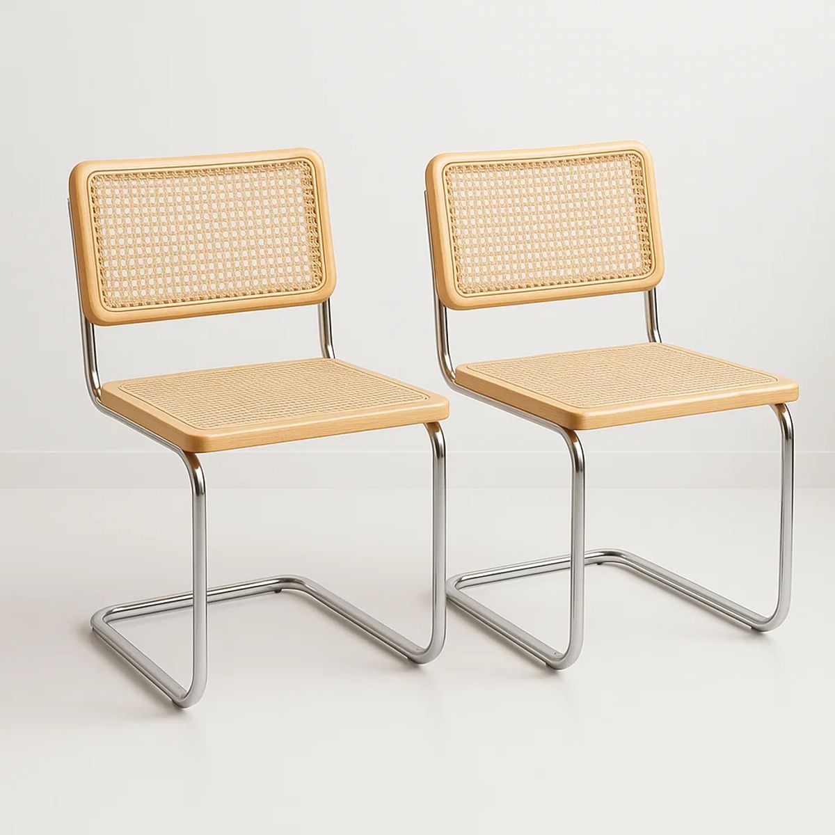 KLIK - Pack de 2 Sillas Breuer Madera y Rattan - Madera KLIK