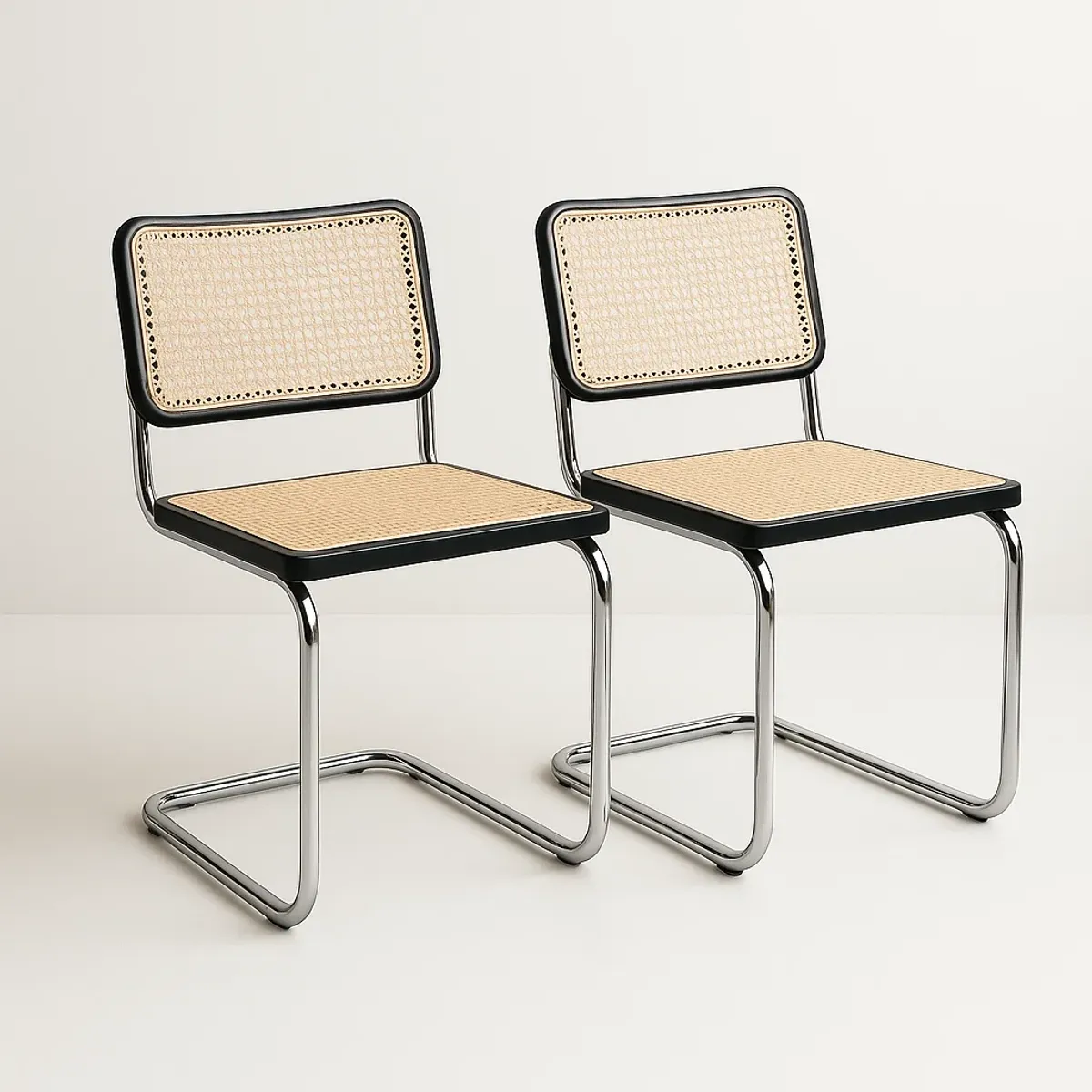 KLIK - Pack de 2 Sillas Breuer Madera y Rattan - Negras KLIK