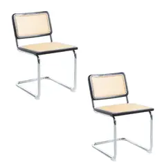 KLIK - Pack de 2 Sillas Breuer Madera y Rattan - Negras