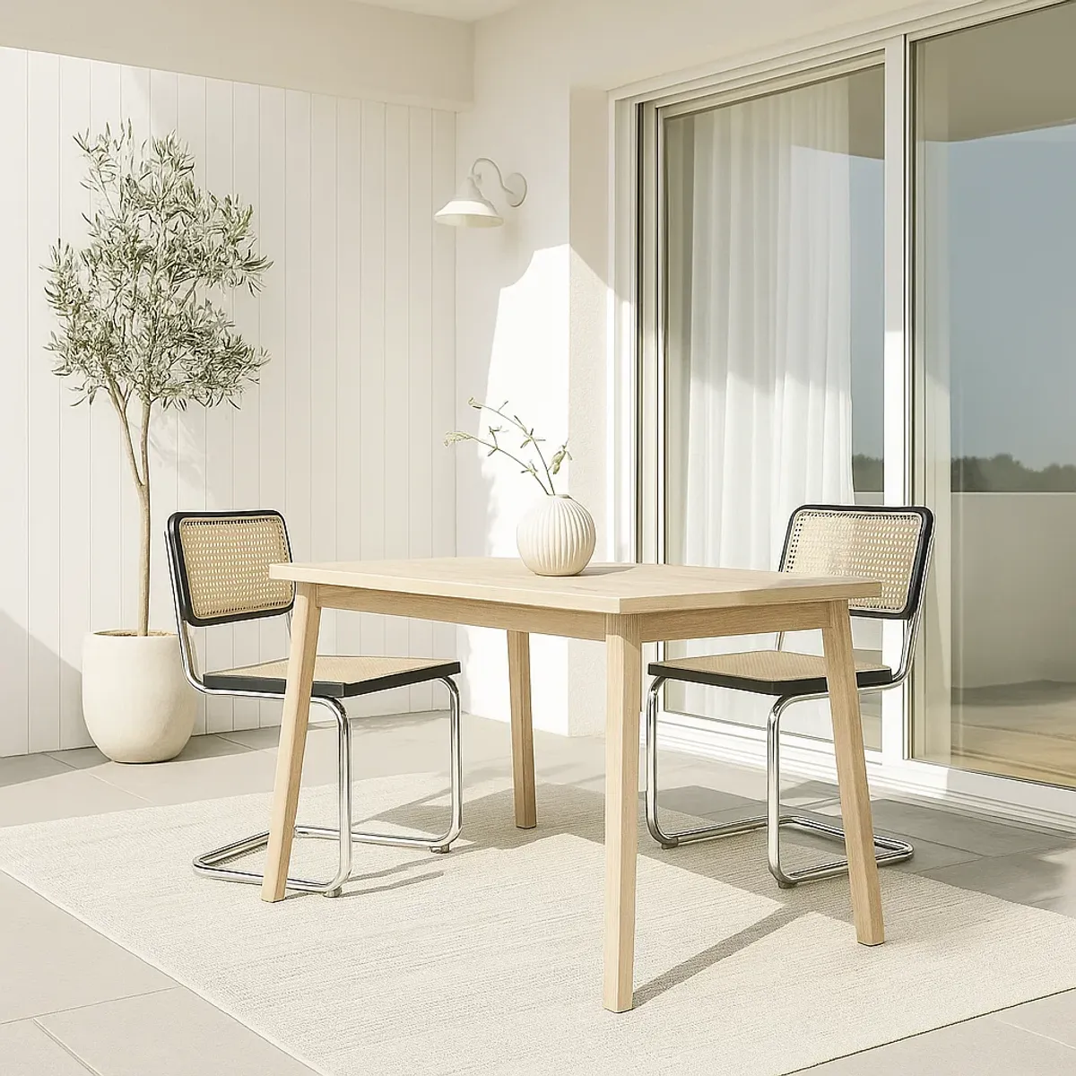 KLIK - Pack de 2 Sillas Breuer Madera y Rattan - Negras KLIK