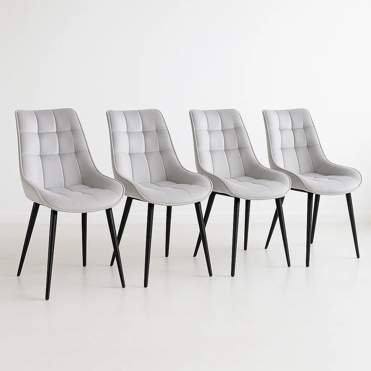 KLIK - Pack de 4 Sillas de Comedor Macron Acolchada Terciopelo - Gris KLIK