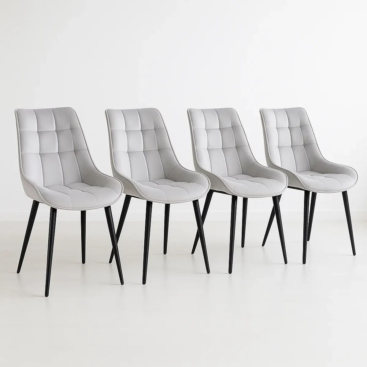 KLIK - Pack de 4 Sillas de Comedor Macron Acolchada Terciopelo - Gris KLIK