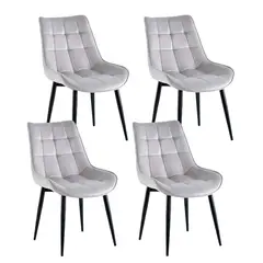 KLIK - Pack de 4 Sillas de Comedor Macron Acolchada Terciopelo - Gris