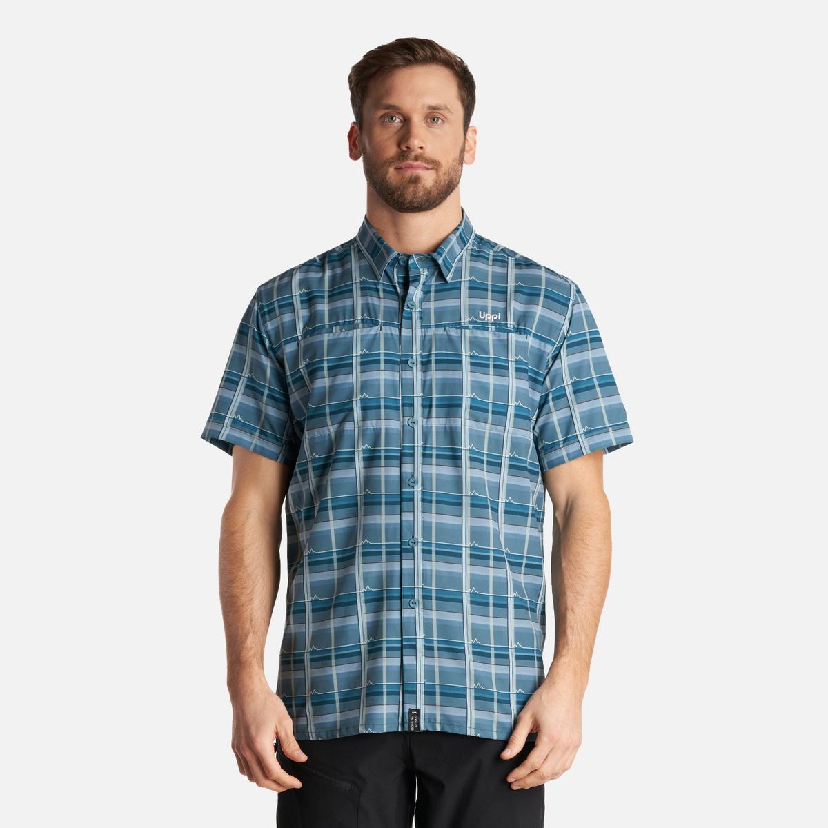 LIPPI - Camisa Hombre Wallace Short Sleeve Q-Dry Shirt Print Verde Petroleo Lippi