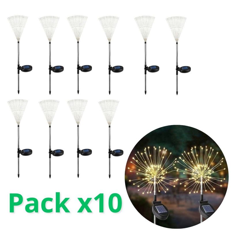 GENERICO - 10 Unidades Luces Micro Led Fuego Artificial Solares Calida