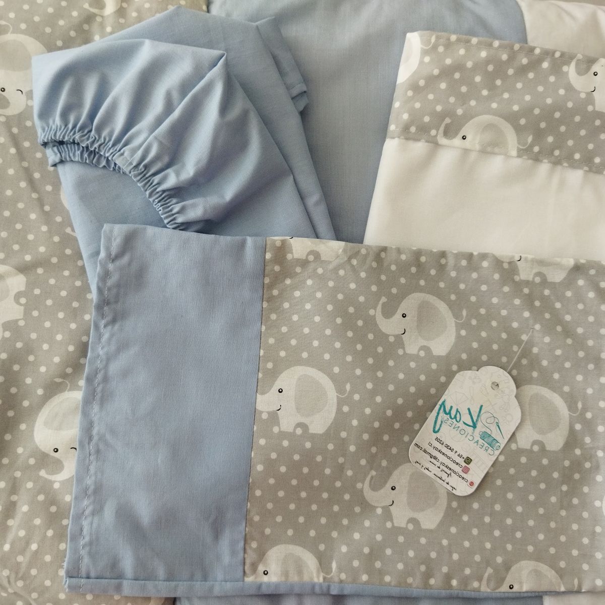 GENERICO - Juego de sabana mas cobertor elefante gris