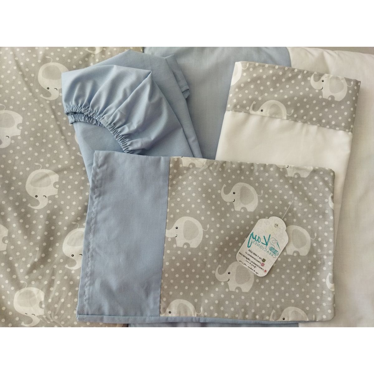GENERICO - Juego de sabana mas cobertor elefante gris