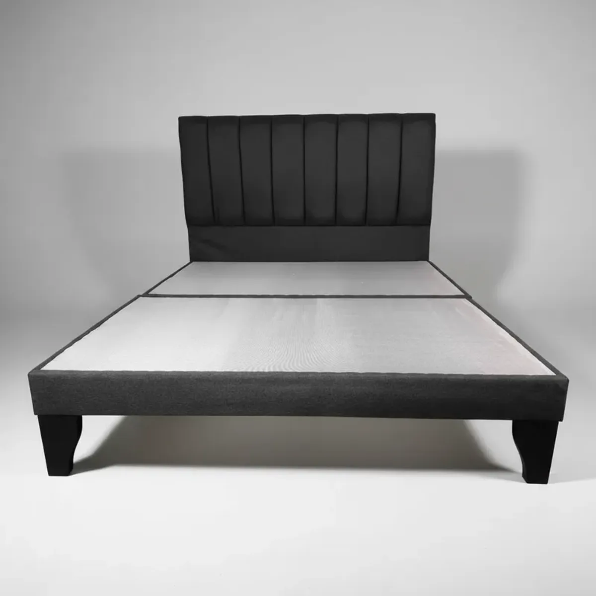FLOBAL - Cama Europea 2 Plazas Base Dividida + Respaldo Franjas Negro