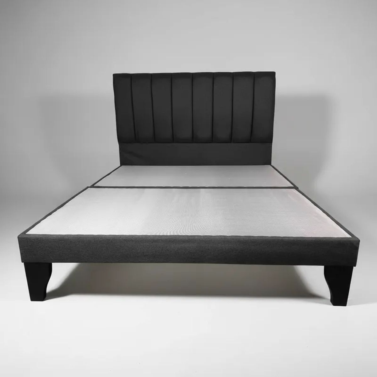 FLOBAL - Cama Europea 2 Plazas Base Dividida + Respaldo Franjas Negro