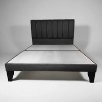 Cama Europea 2 Plazas Base Dividida + Respaldo Franjas Negro