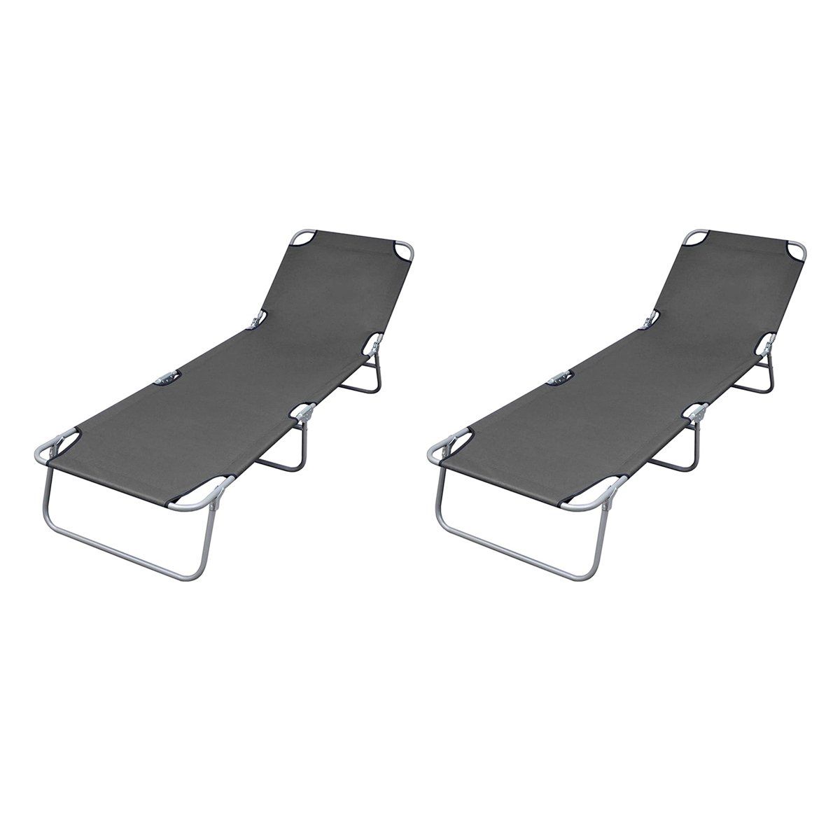 GENERICO - Reposera gris 60x28x180 Bighouse 2 unidades