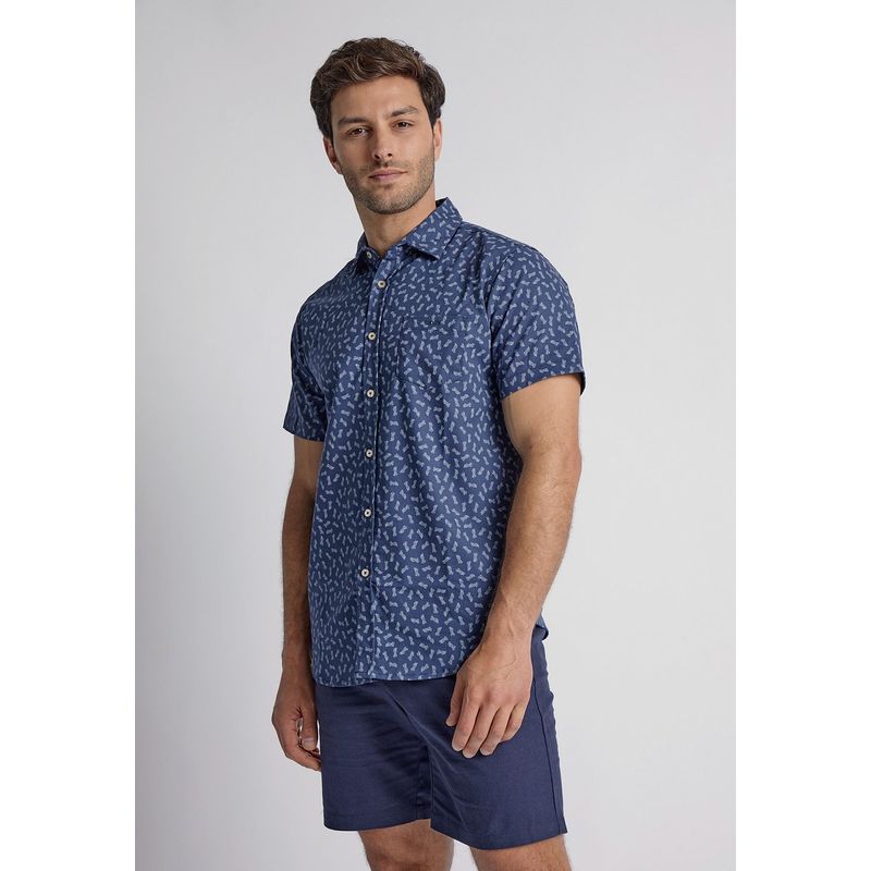 SIOUX - Camisa Hombre Piñas Azul Sioux