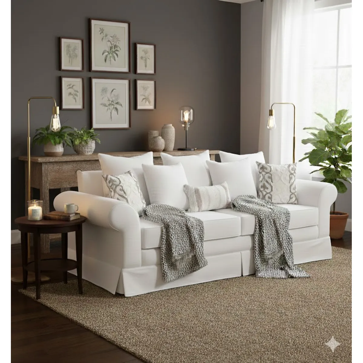 MUNDO LIVING - Sofa 3 cuerpos Mambo  Blanco crudo con asientos de Resortes pocket