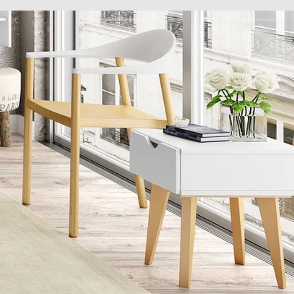 BE DESIGN - Velador Nordic Blanco
