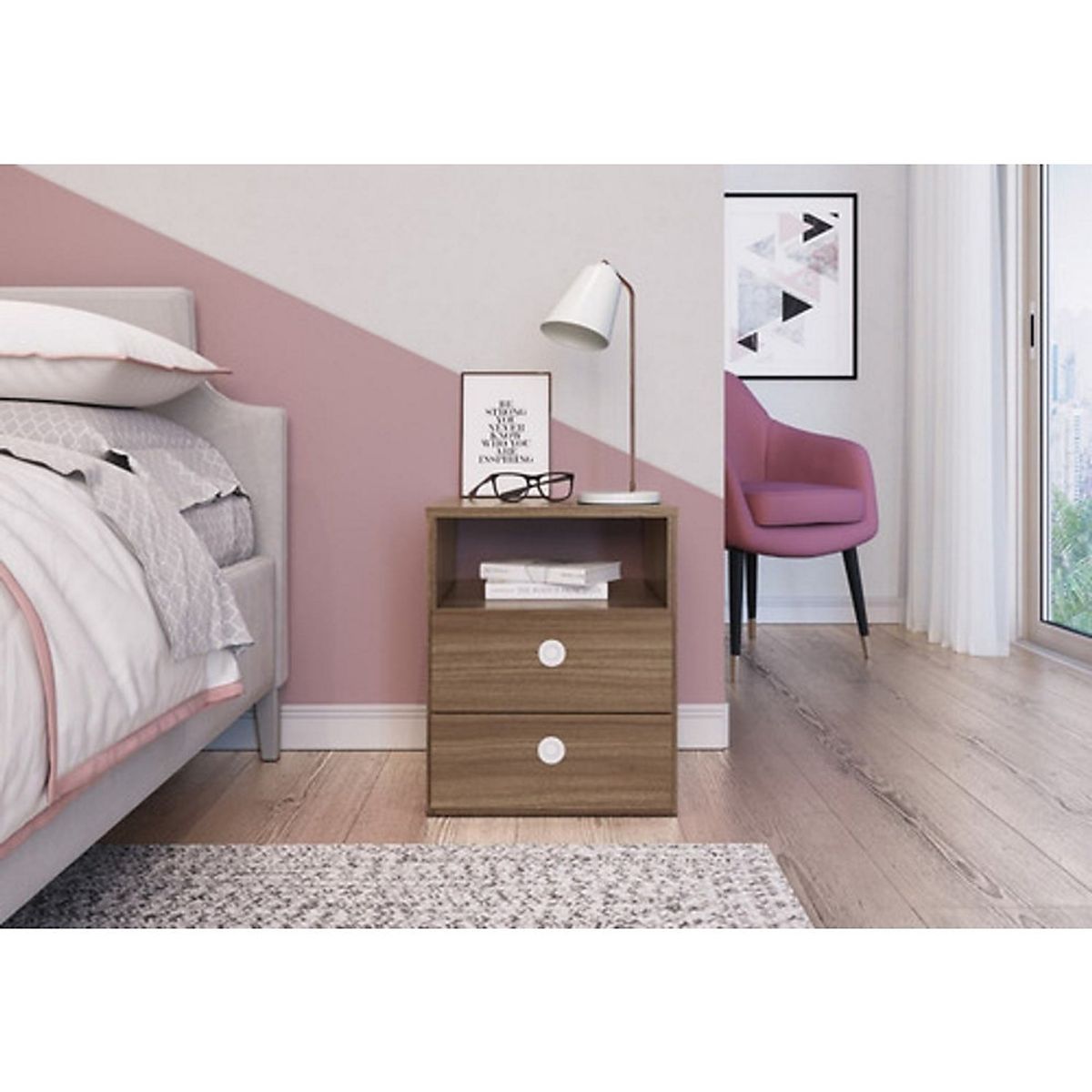 BE DESIGN - Velador 2 Cajones Amore Café