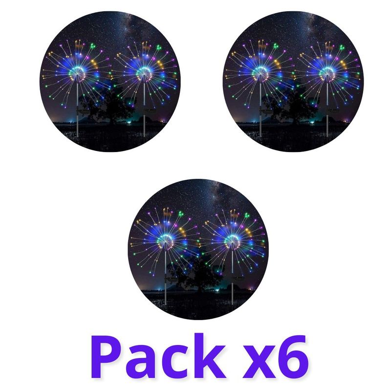 GENERICO - 6 Unidades Luces Micro Led Fuego Artificial Solares Multicolor