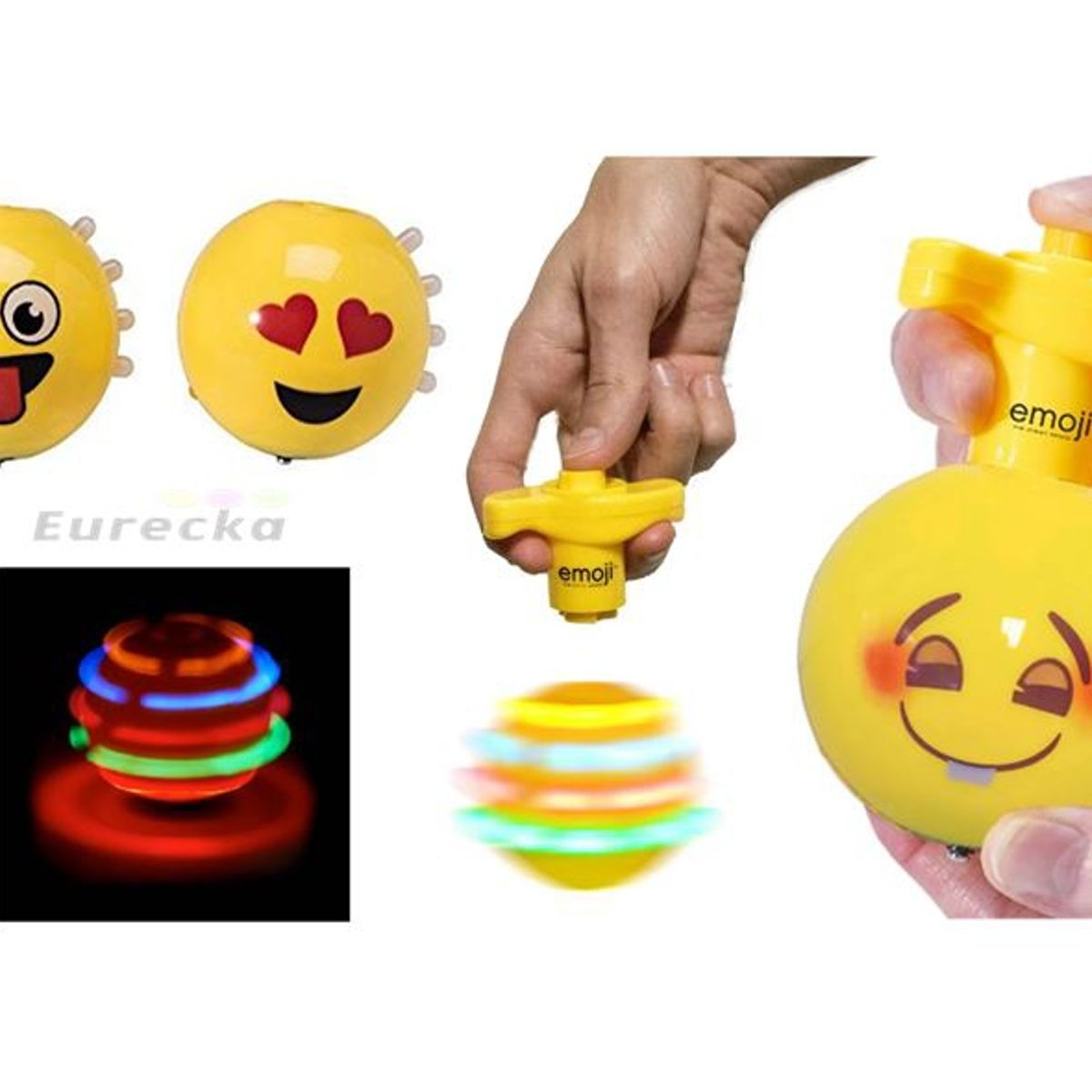GENERICO - Pack 2 Trompos Luces Emoji Con Movimiento Música Divertido