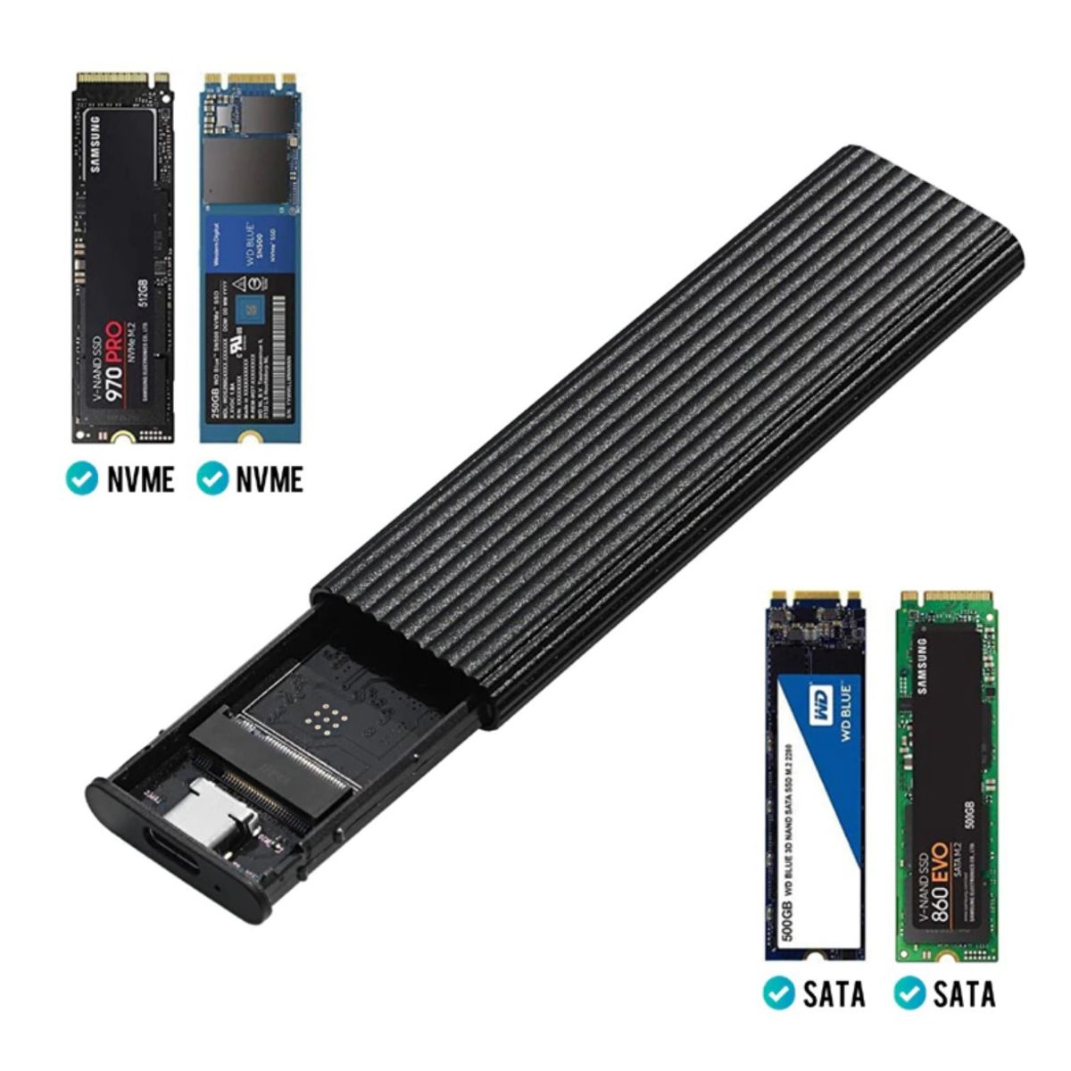 GENERICO - Cofre Case Disco Ssd M.2 Dual NVME y NGFF A Usb 3.0 Aluminio