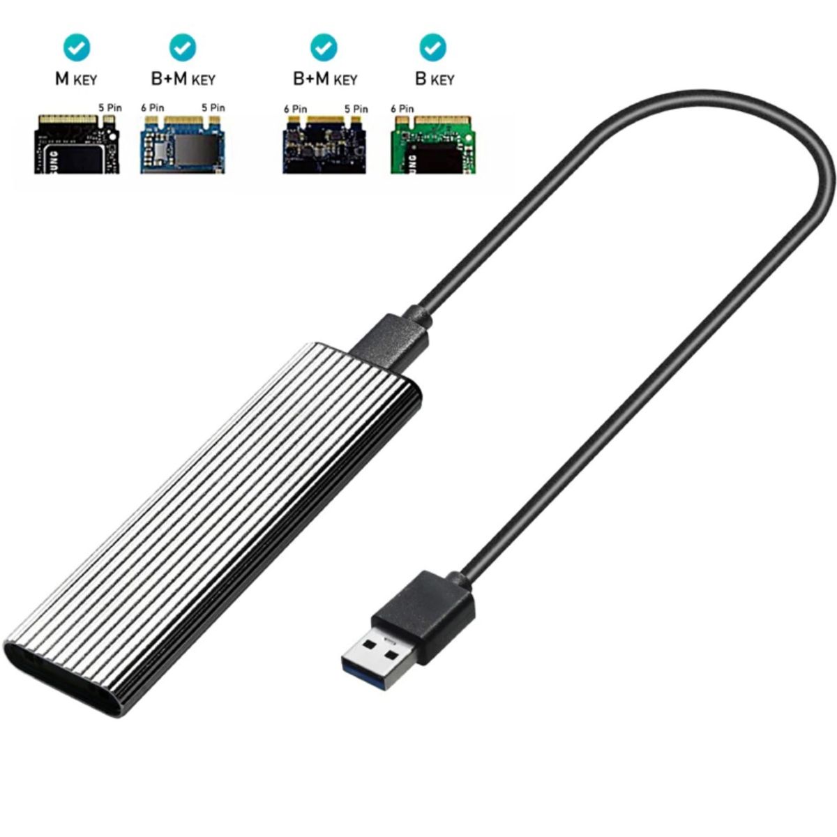 GENERICO - Cofre Case Disco Ssd M.2 Dual NVME y NGFF A Usb 3.0 Aluminio